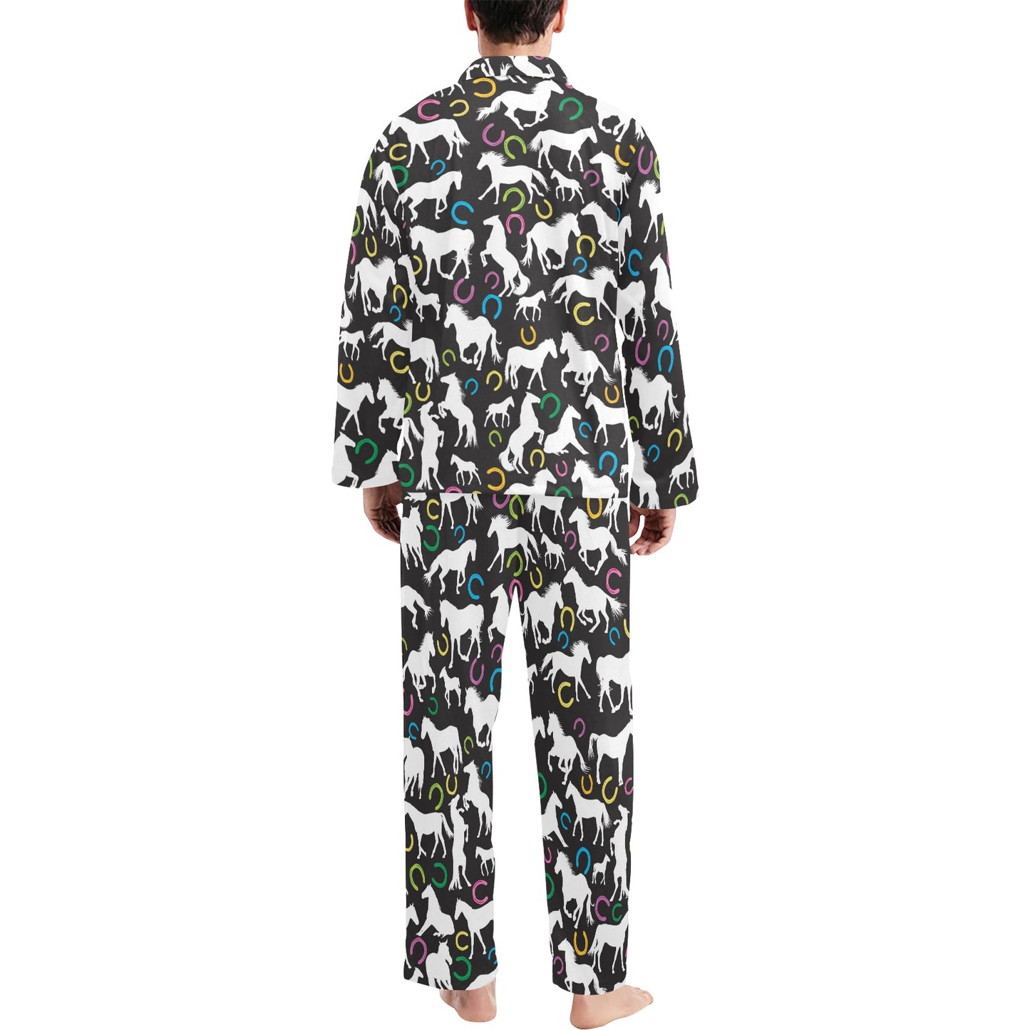 Horse Hoof Colorful Print Design LKS301 Men's Long Pajama Set