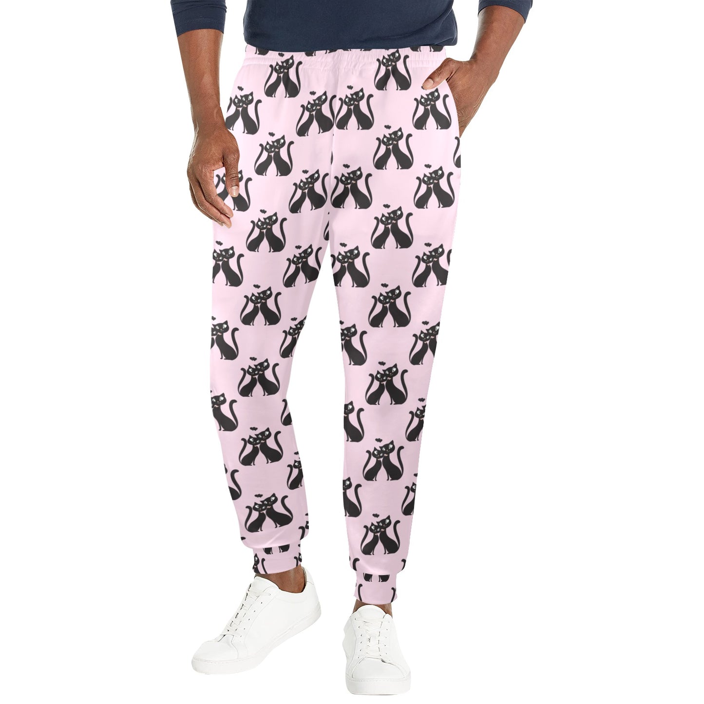 Black Cat Pattern Print Design 01 Men's Casual Track Pants