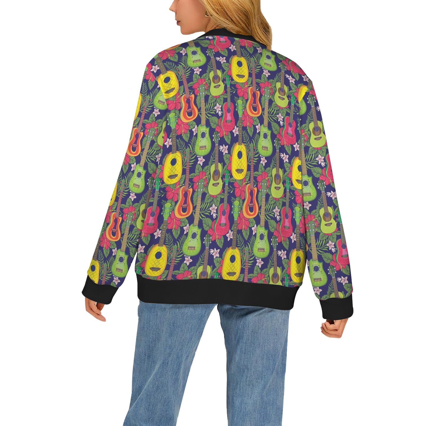 Ukulele Tropical Pattern Print Design 03 Women's Cardigan