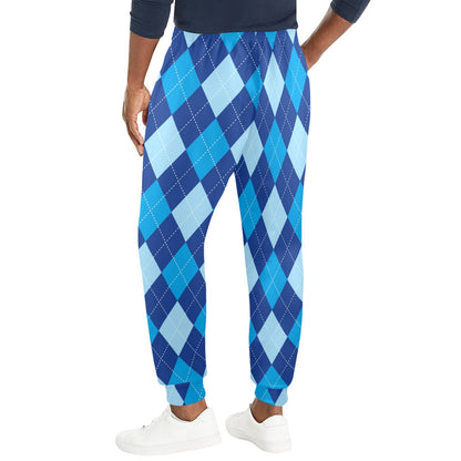 Argyle Blue Pattern Print Design 02 Men's Casual Track Pants