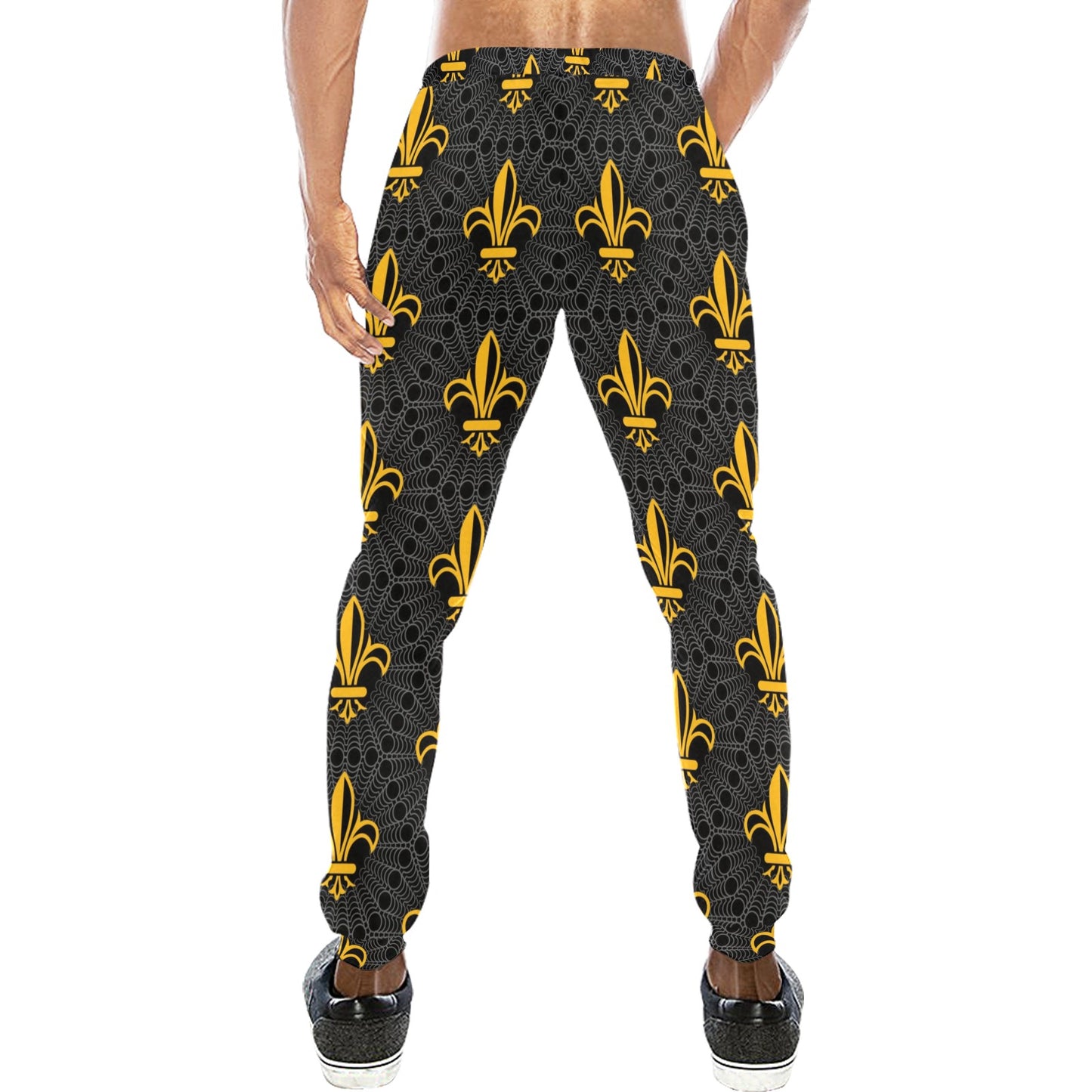 Fleur De Lis Gold Pattern Print Design 01 Men's Sweatpants