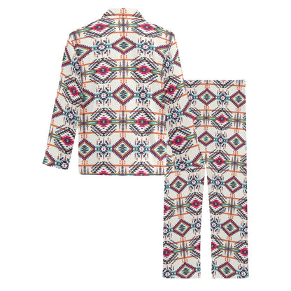 Indian Navajo Art Themed Design Print Men's Long Pajama Set