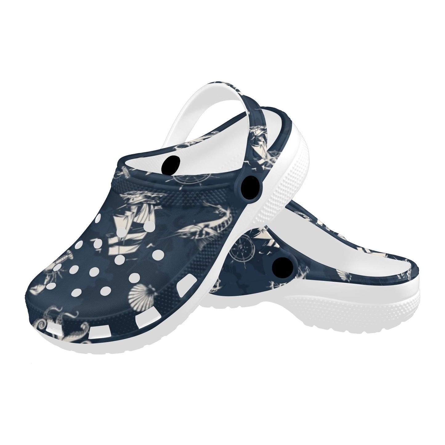 Nautical Sea Themed Print Unisex Clogs Shoes