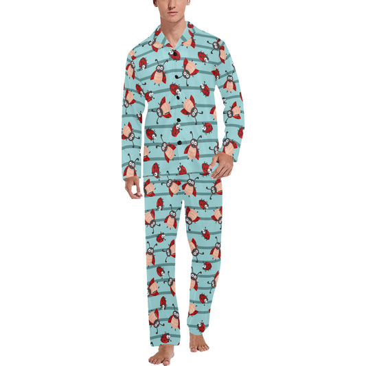 Ladybug Happy Print Pattern Men's Long Pajama Set