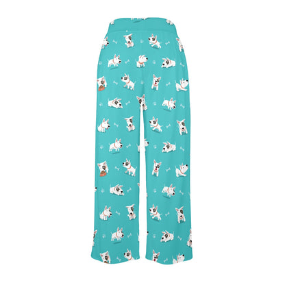 Bull Terriers Pattern Print Design 07 Women's Wide Leg Lounge Pants