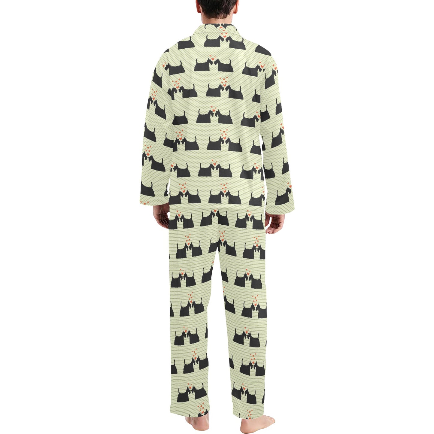 Scottish Terriers Print Design LKS304 Men's Long Pajama Set