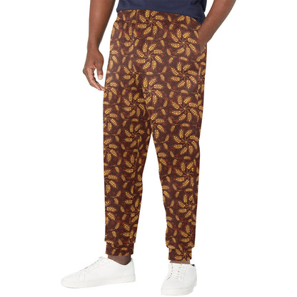 Agricultural Brown Wheat Print Pattern Men's Casual Track Pants