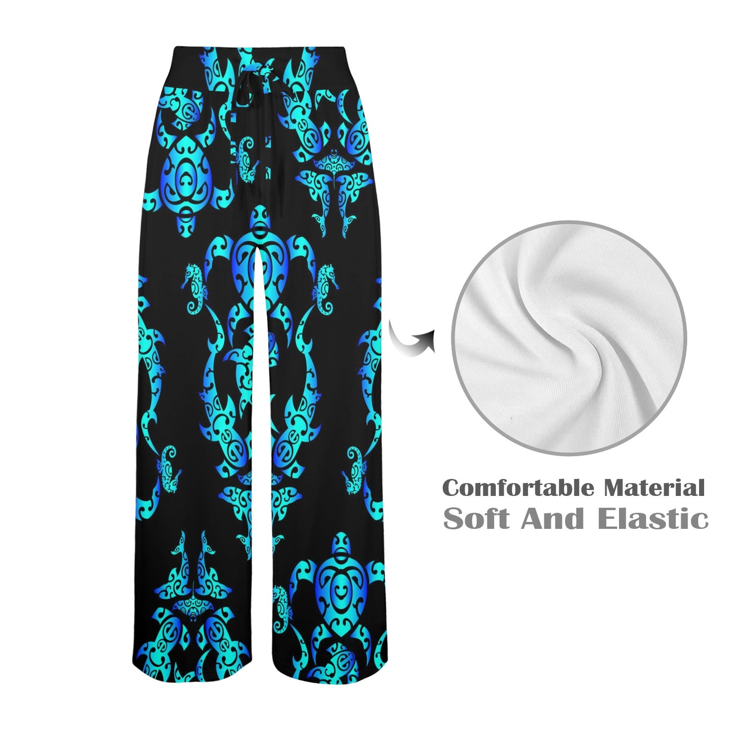 Sea turtle Polynesian Tribal Hawaiian Women's Wide Leg Lounge Pants