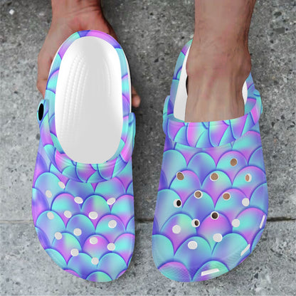 Mermaid Tail Design Print Pattern Unisex Clogs Shoes