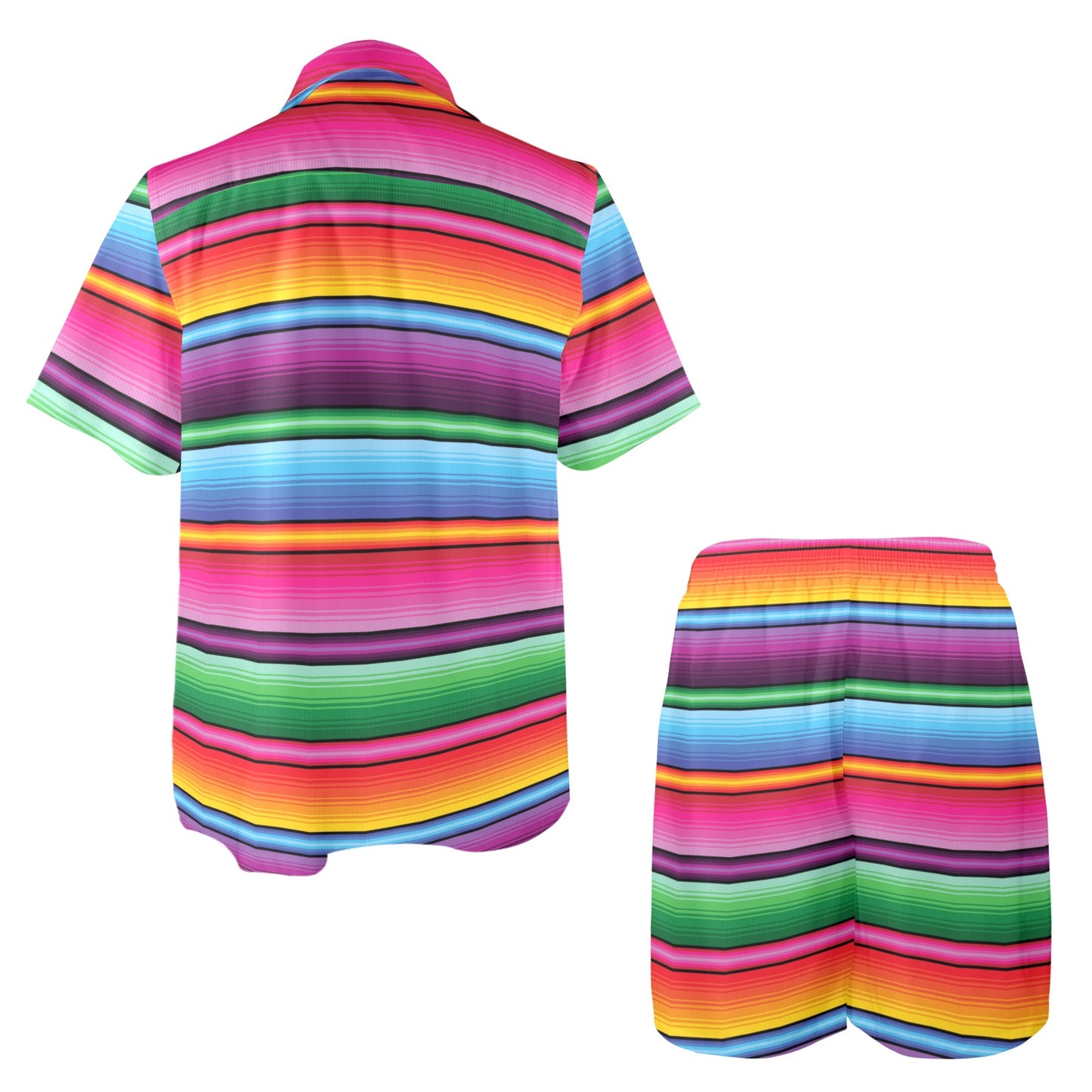 Mexican Blanket Colorful Print Pattern Men's Beach Shirt and Shorts Set
