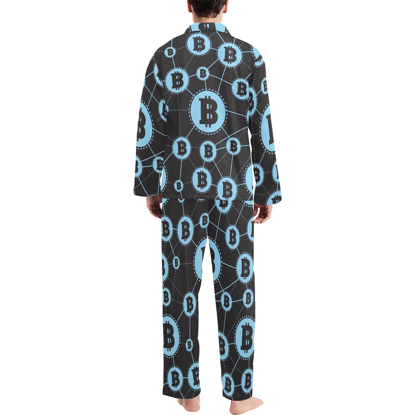 Cryptocurrency Pattern Print Design 02 Men's Long Pajama Set