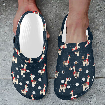 Llama with Polka Dot Themed Print Unisex Clogs Shoes