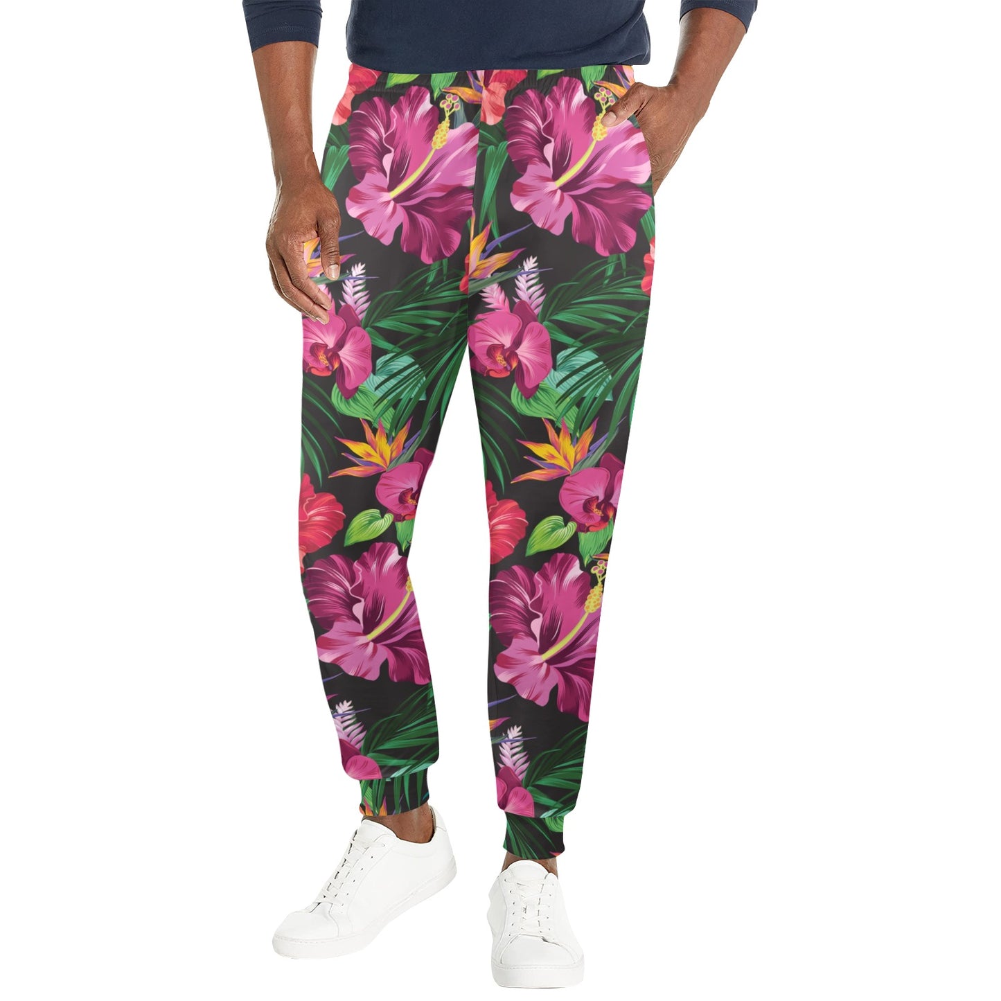 Hibiscus Hawaiian Design Print Pattern Men's Casual Track Pants