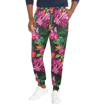 Hibiscus Hawaiian Design Print Pattern Men's Casual Track Pants