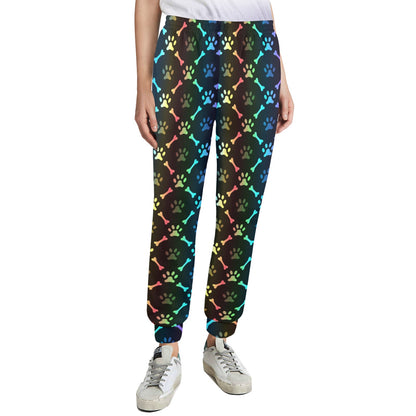 Paw Rainbow Pattern Print Design A01 Women's Casual Track Pants