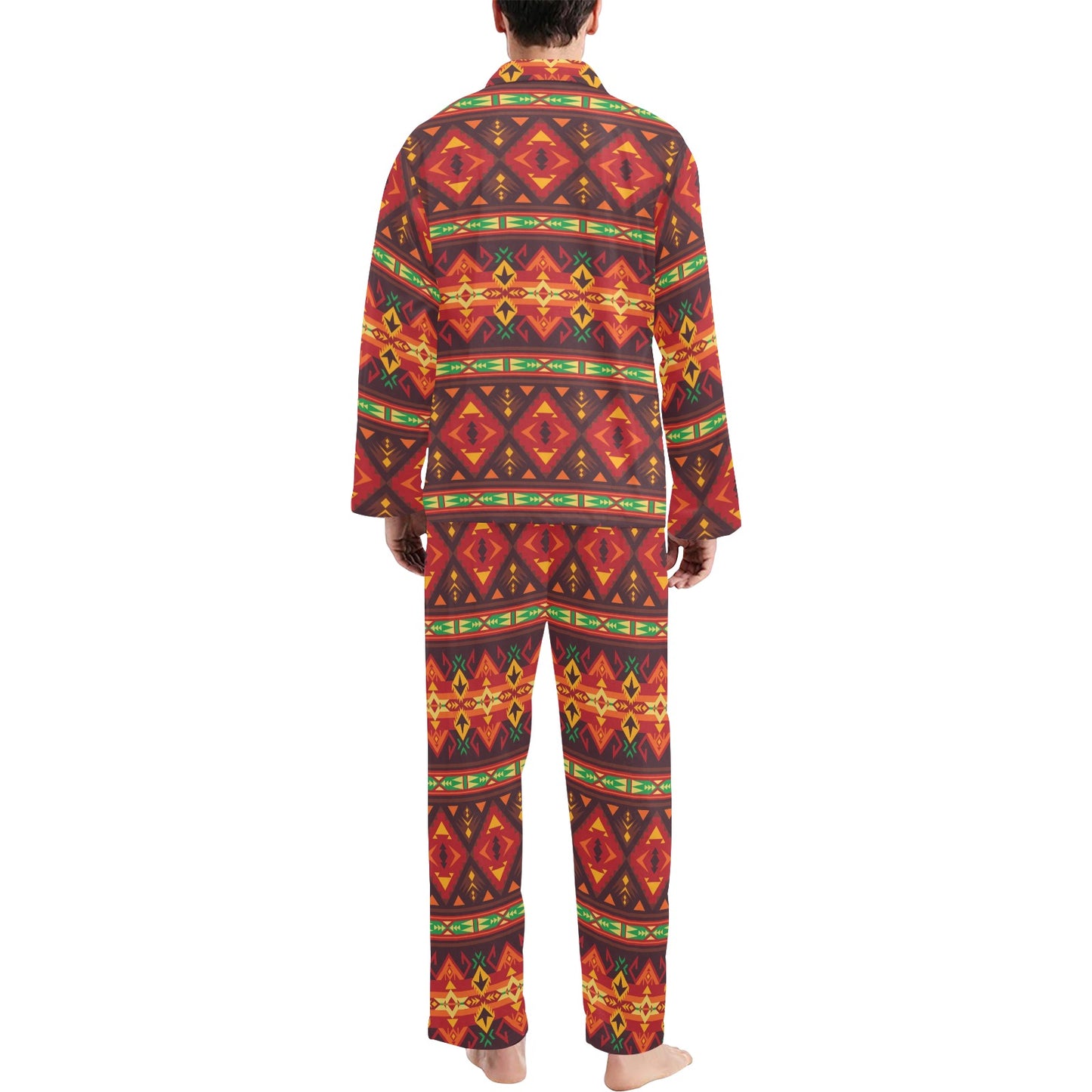 Southwest Pattern Print Design LKS309 Men's Long Pajama Set