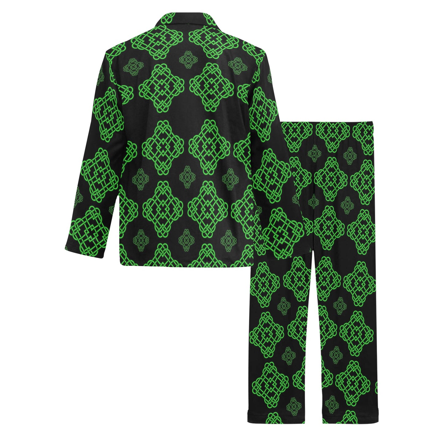 Celtic Knot Green Neon Design Men's Long Pajama Set