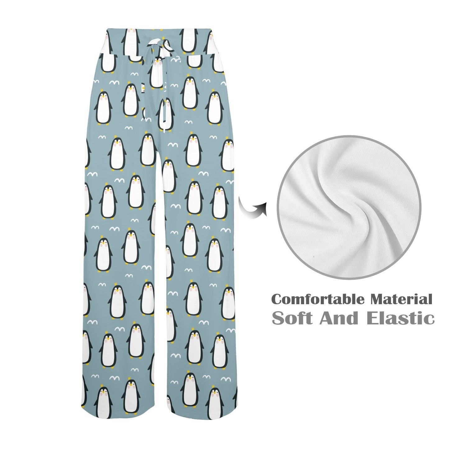 Penguin Pattern Print Design A02 Women's Wide Leg Lounge Pants