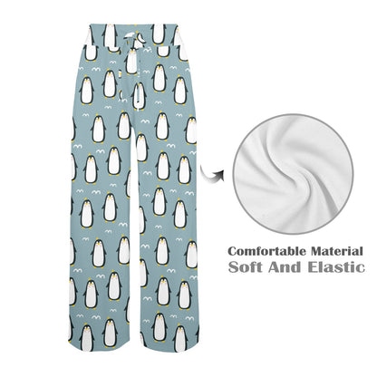 Penguin Pattern Print Design A02 Women's Wide Leg Lounge Pants