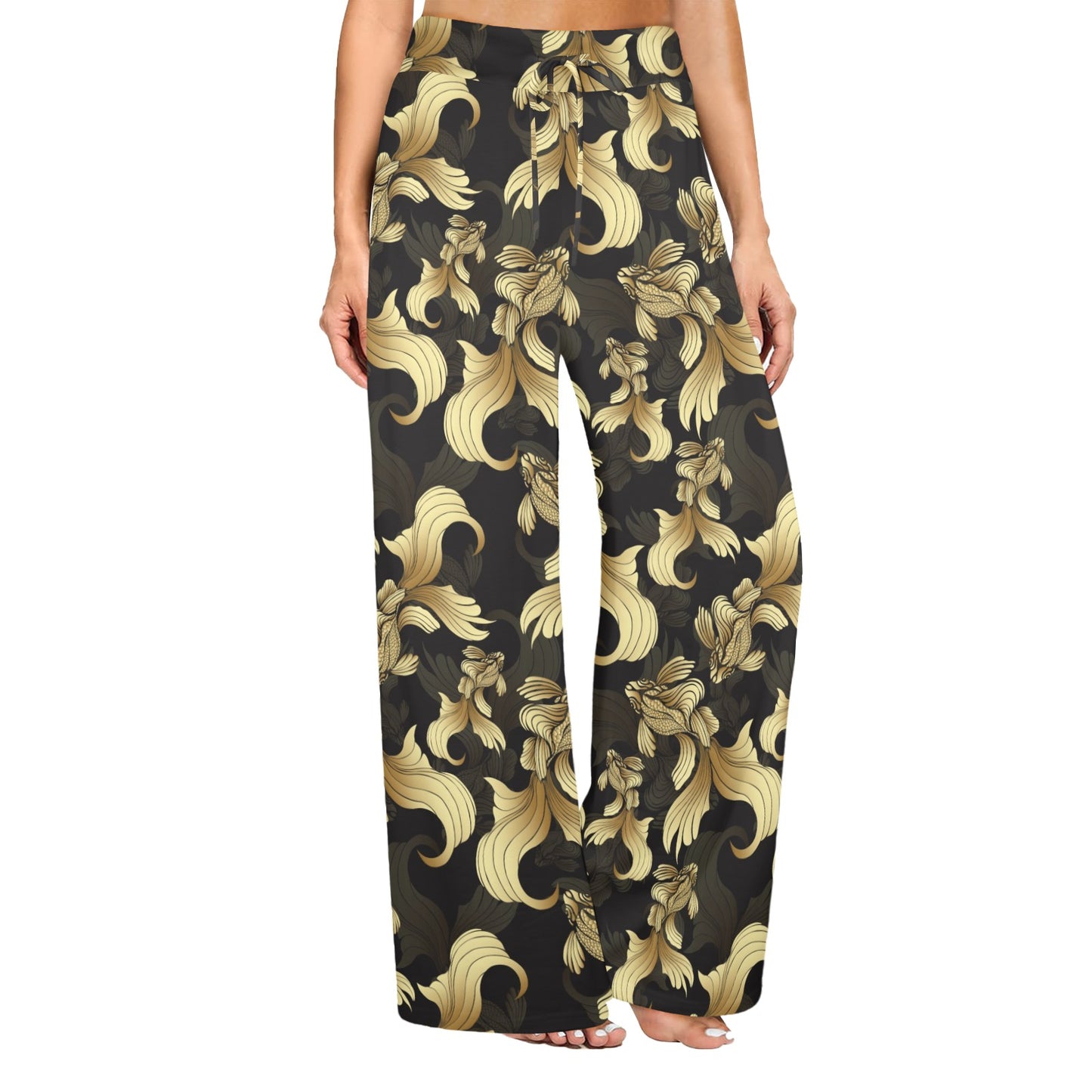 Goldfish Pattern Print Design 02 Women's Wide Leg Lounge Pants