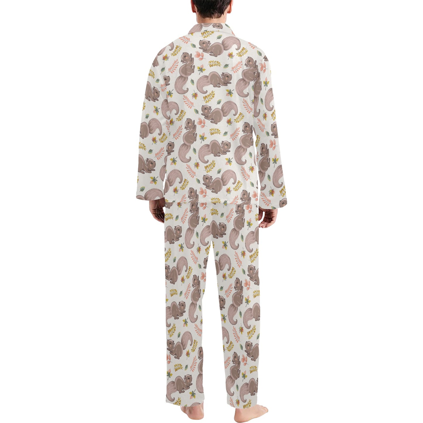 Squirrel Print Design LKS307 Men's Long Pajama Set