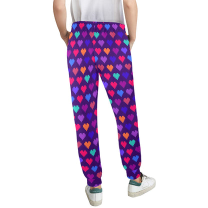 Heart Pixel Pattern Print Design HE03 Women's Casual Track Pants