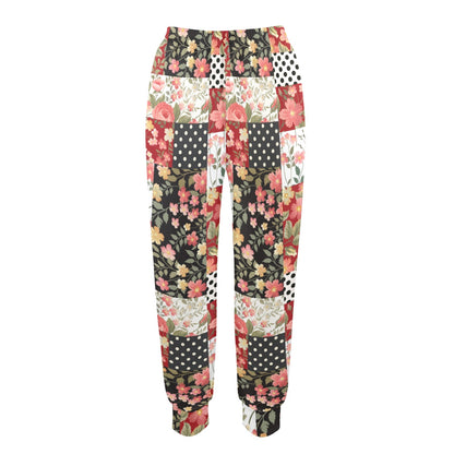 Patchwork Flower Pattern Print Design 03 Women's Casual Track Pants