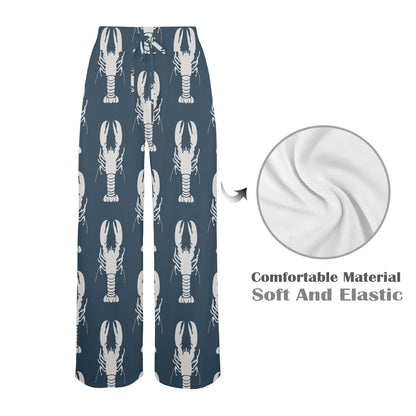 Lobster Pattern Print Design 02 Women's Wide Leg Lounge Pants