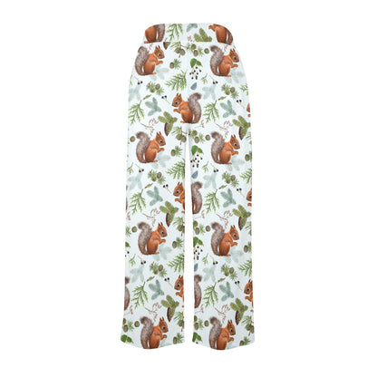 Squirrel Print Design LKS308 Women's Wide Leg Lounge Pants