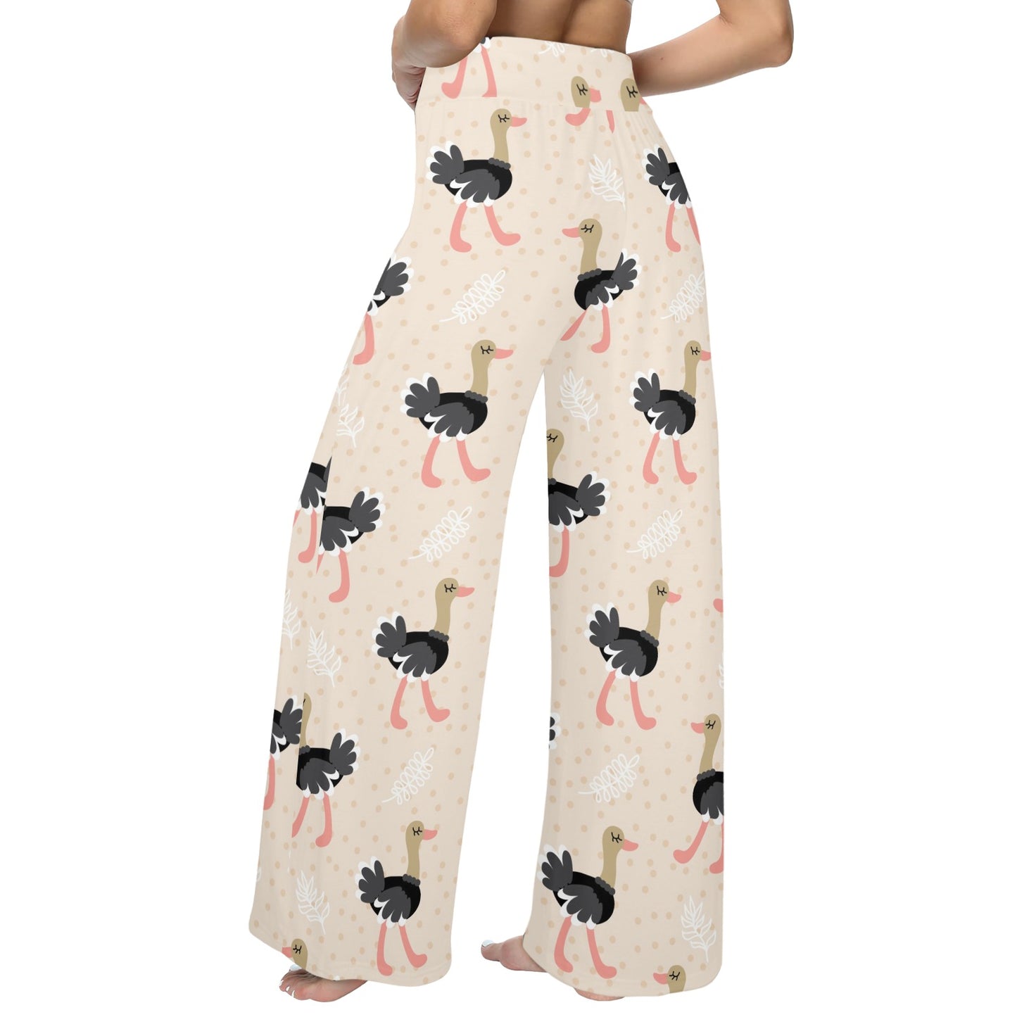 Ostrich Pattern Print Design 02 Women's Wide Leg Lounge Pants