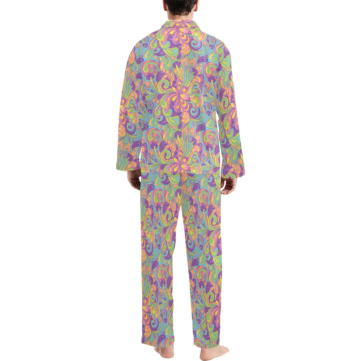 Trippy Print Design LKS306 Men's Long Pajama Set