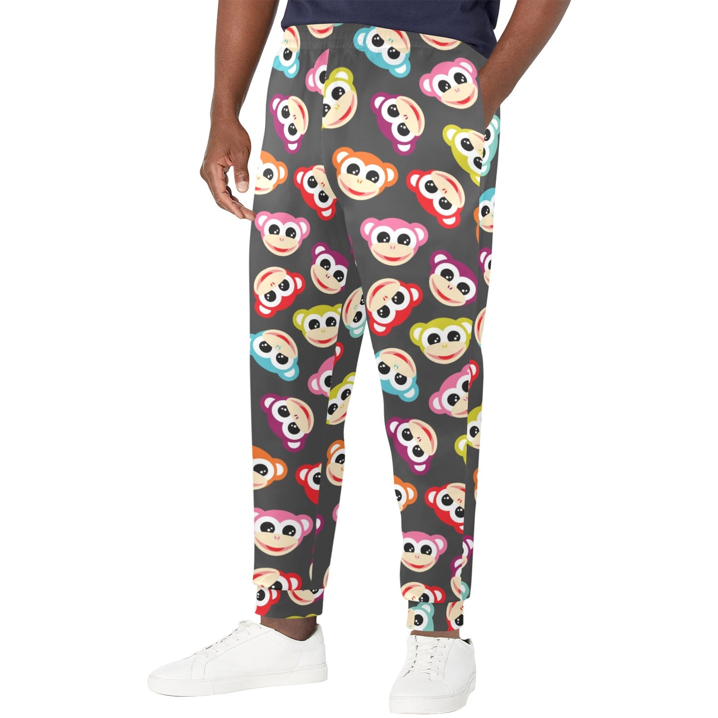 Monkey Head Design Themed Print Men's Casual Track Pants