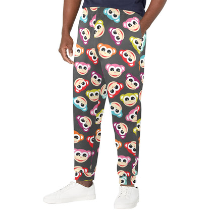 Monkey Head Design Themed Print Men's Casual Track Pants
