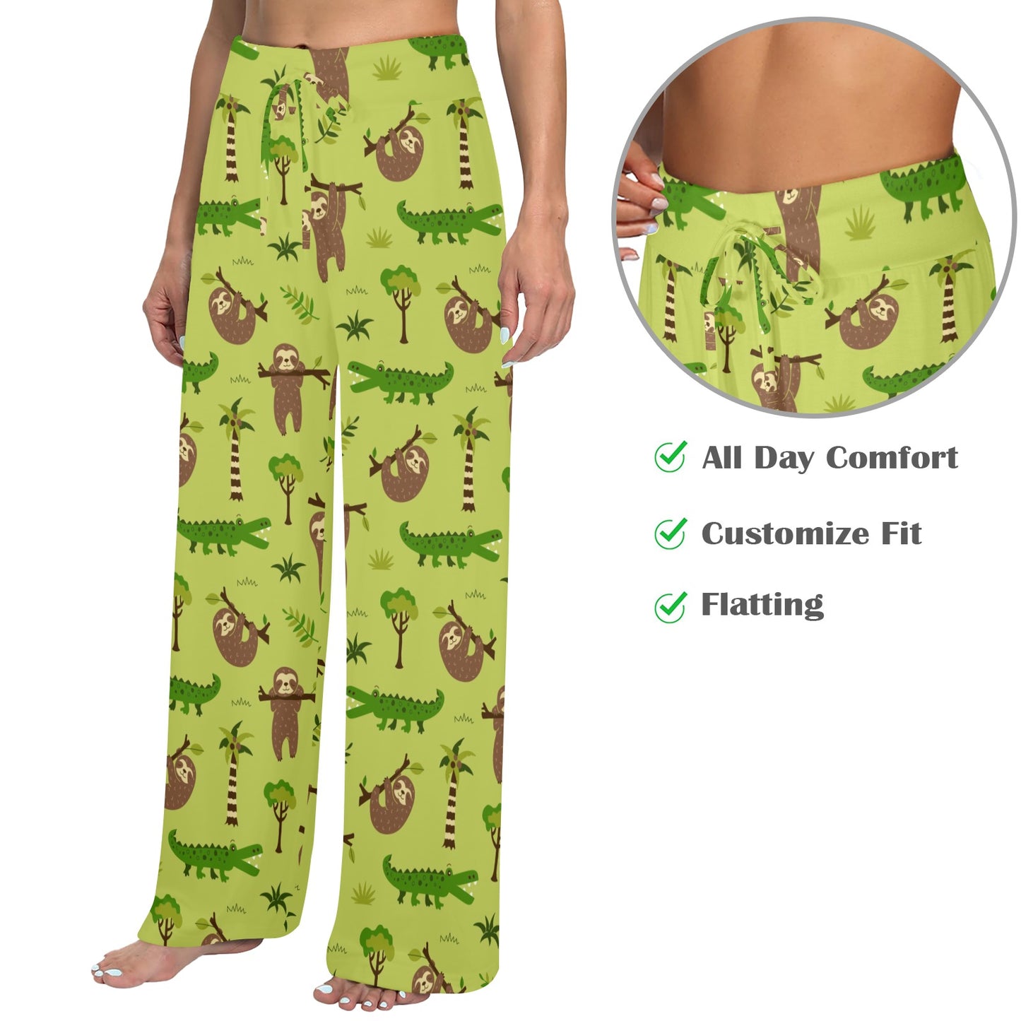 Alligator Pattern Print Design 04 Women's Wide Leg Lounge Pants