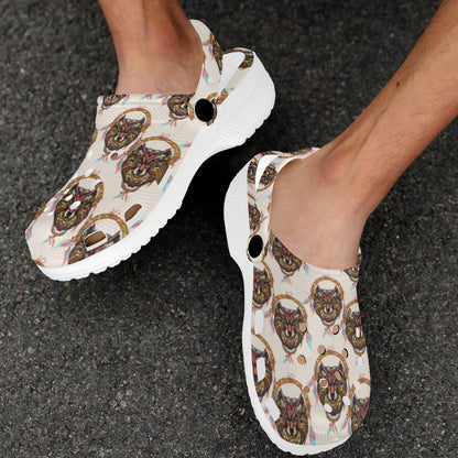 Wolf Tribal Dream Catcher Design Print Unisex Clogs Shoes