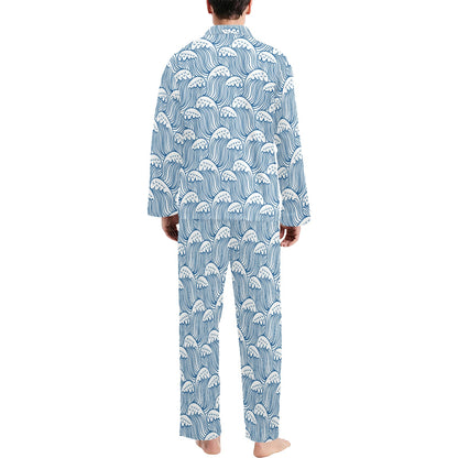 Wave Print Design LKS306 Men's Long Pajama Set