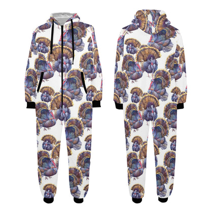 Turkey Pattern Print Design 01 Hooded Fleece Onesie Pajama Jumpsuit