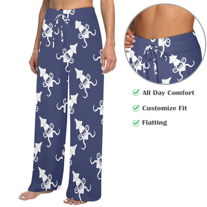 Giant Squid Pattern Print Design 02 Women's Wide Leg Lounge Pants