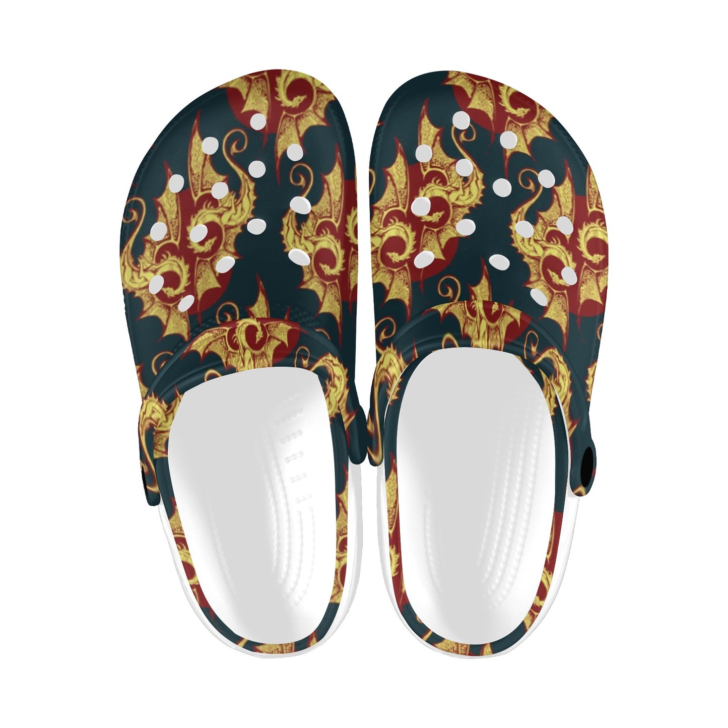 Dragons Gold Design Pattern Unisex Clogs Shoes
