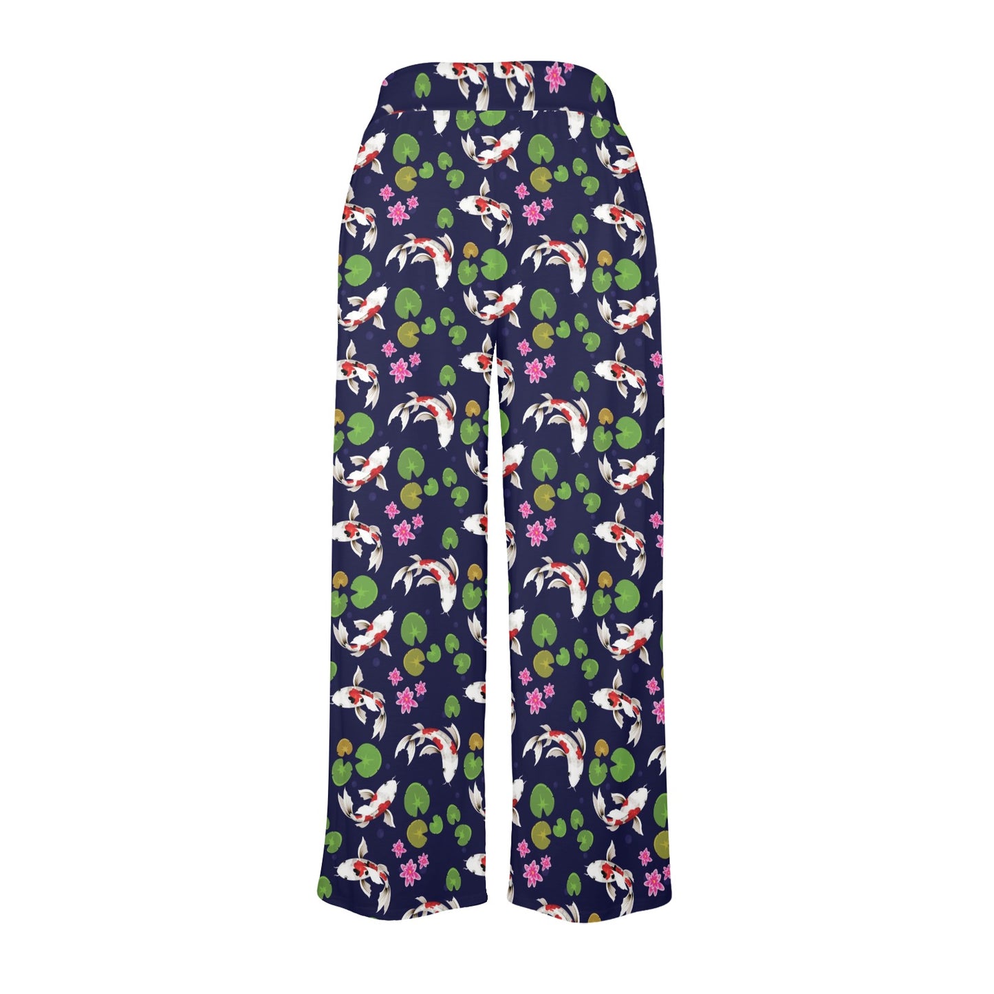 Koi Carp Pattern Design Themed Print Women's Wide Leg Lounge Pants