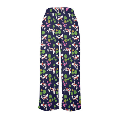 Koi Carp Pattern Design Themed Print Women's Wide Leg Lounge Pants