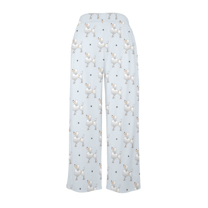 Poodle Pattern Print Design A05 Women's Wide Leg Lounge Pants