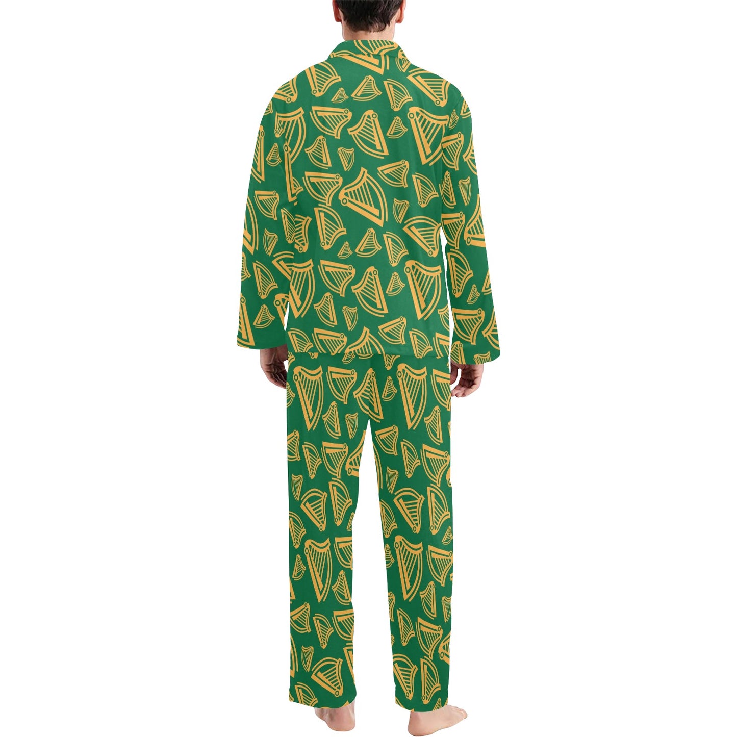 Harp Pattern Print Design 03 Men's Long Pajama Set