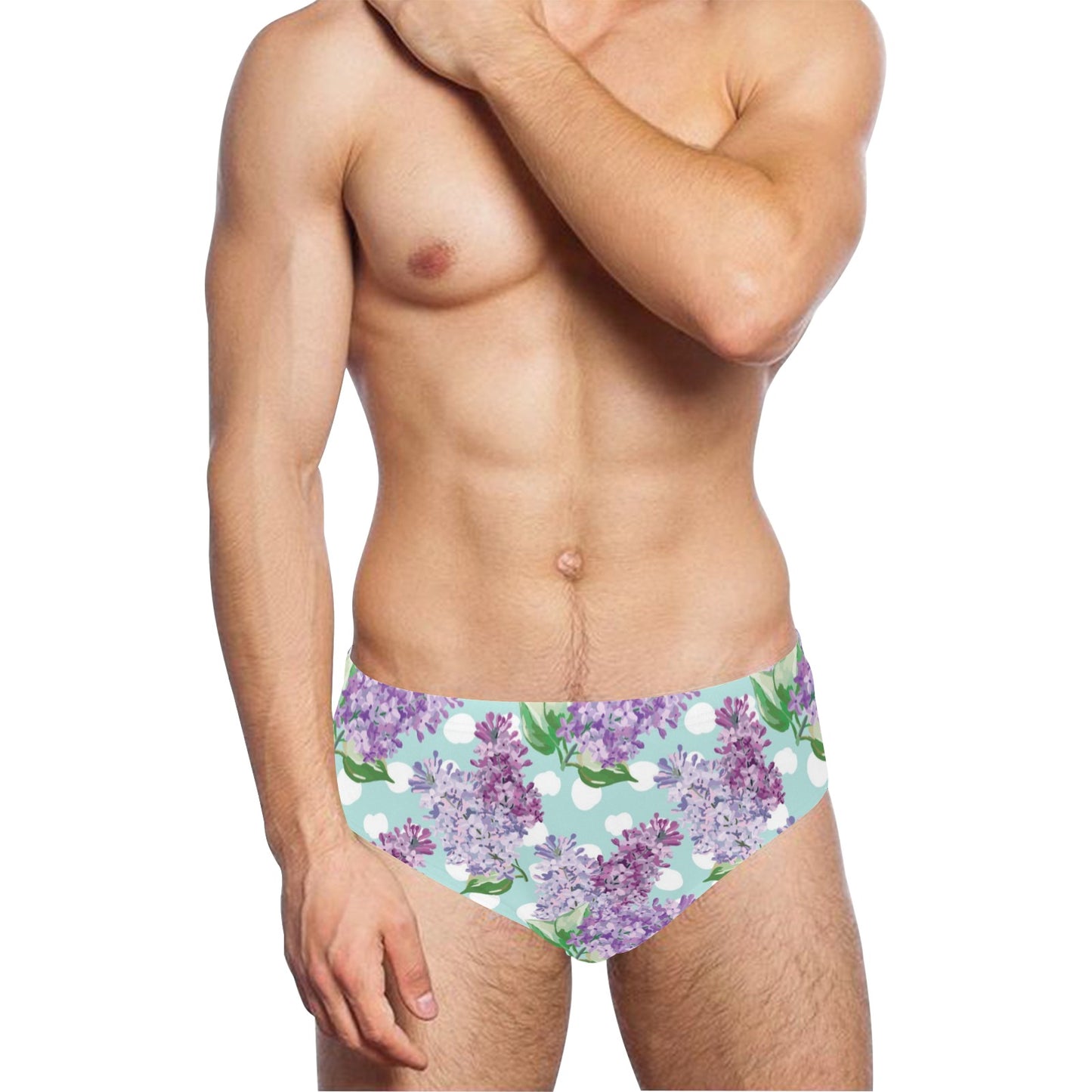 Lilac Pattern Print Design 02 Men's Swimming Briefs