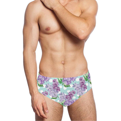 Lilac Pattern Print Design 02 Men's Swimming Briefs