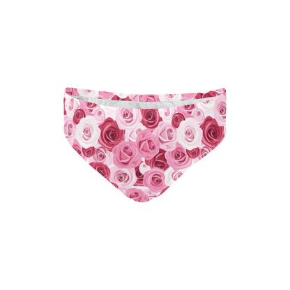 Pink Red Rose Pattern Print Men's Swimming Briefs