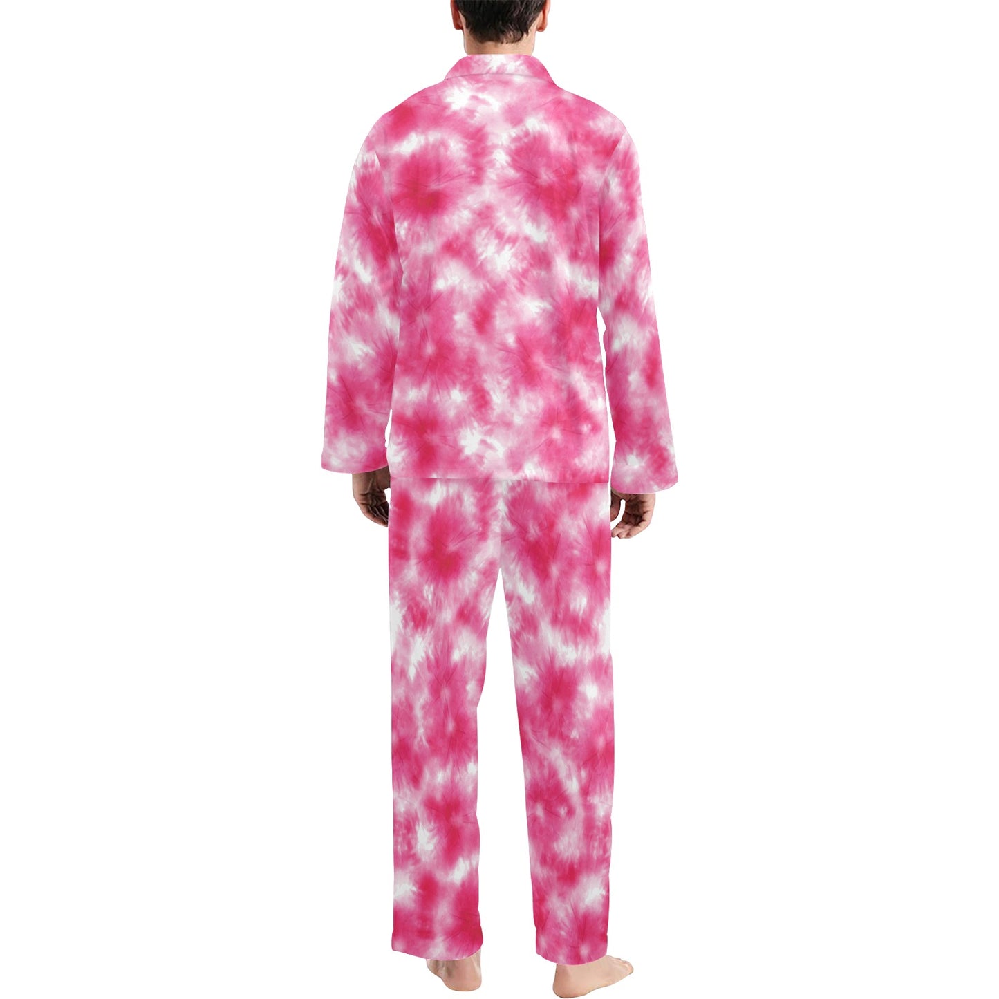 Tie Dye Pink Print Design LKS304 Men's Long Pajama Set