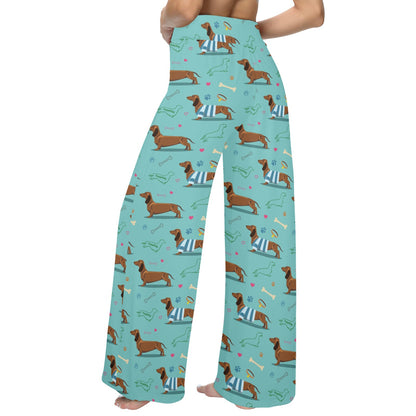 Dachshund Paw Decorative Print Pattern Women's Wide Leg Lounge Pants