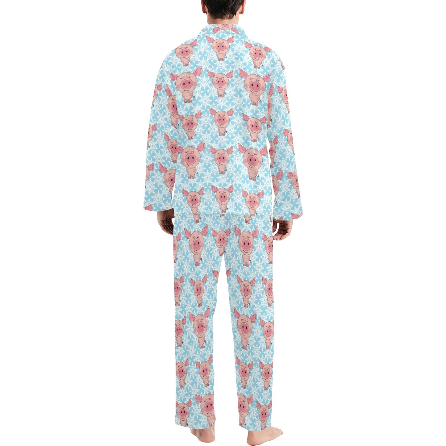 Pig Print Design LKS402 Men's Long Pajama Set