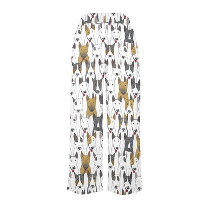 Bull Terriers Pattern Print Design 03 Women's Wide Leg Lounge Pants
